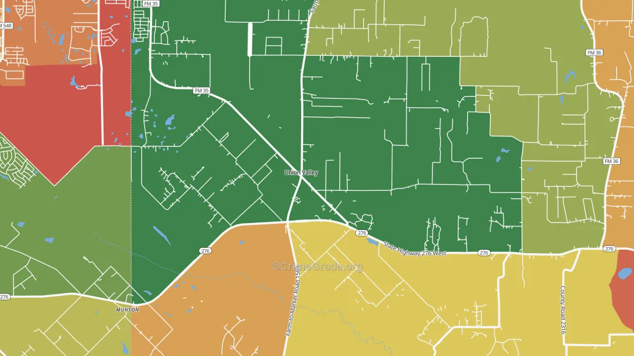 Union Valley, TX Map of Drug-Related Crime Rates