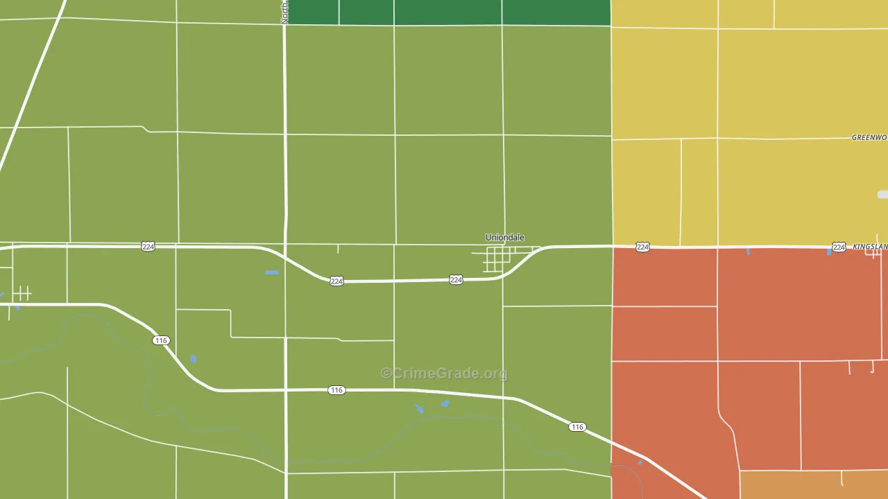 Uniondale, IN Map of Drug-Related Crime Rates