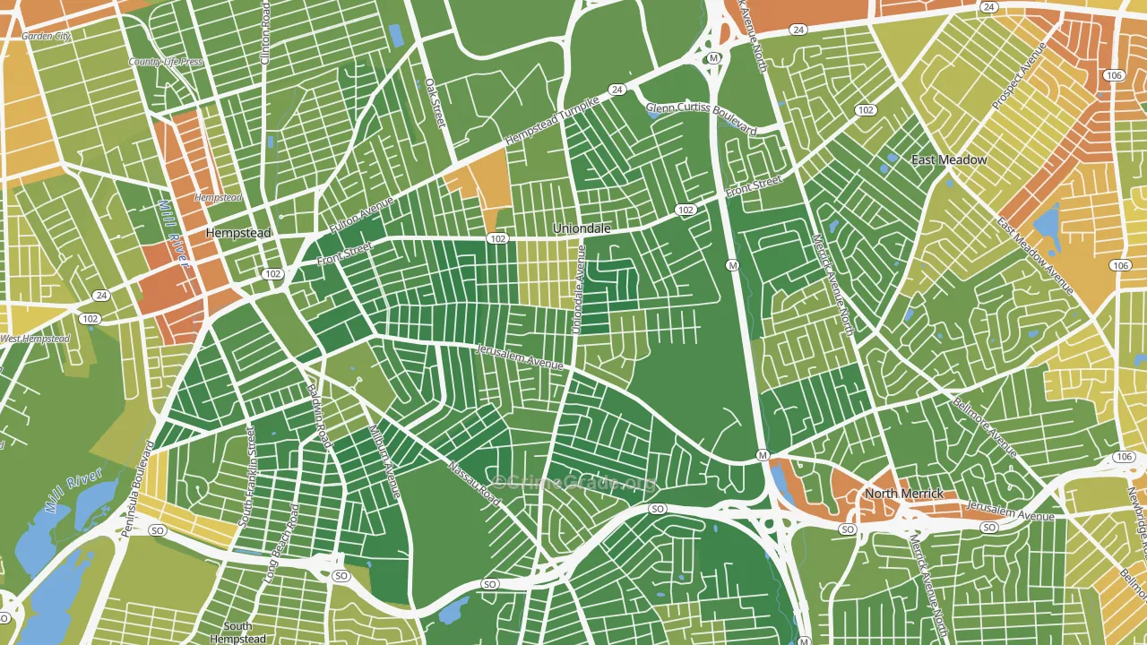 Uniondale, NY Map of Drug-Related Crime Rates