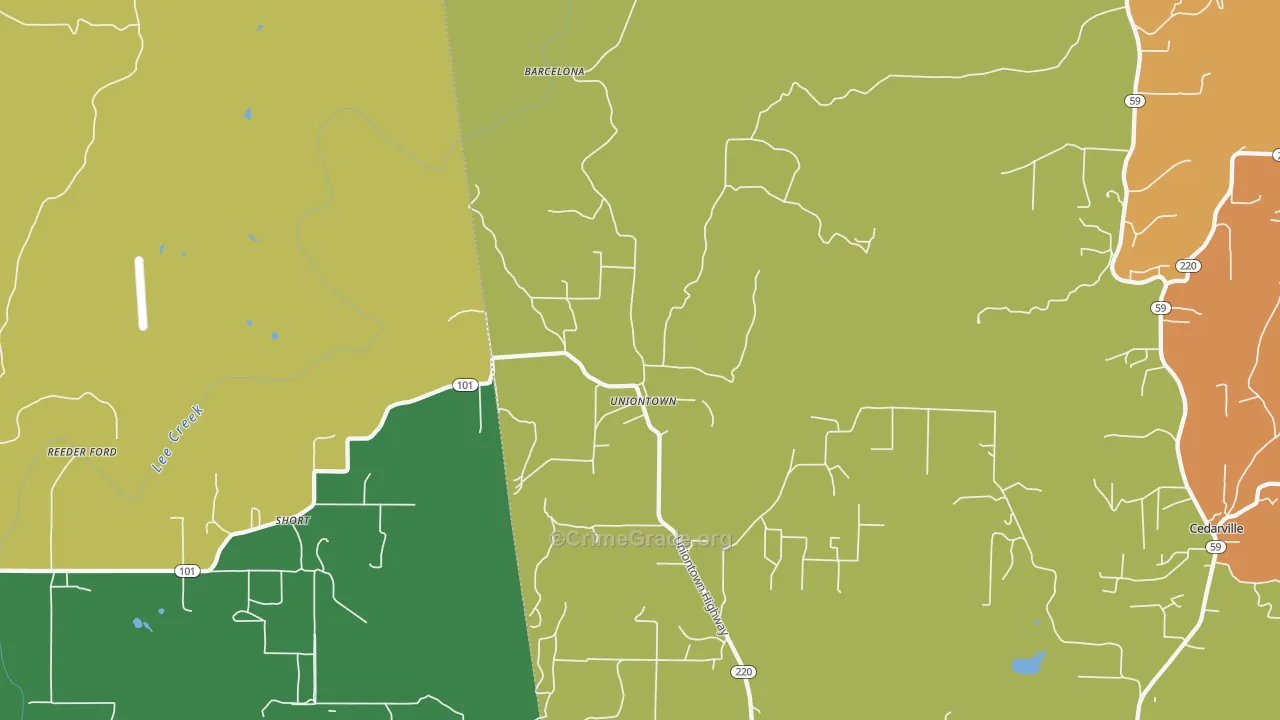 Uniontown, AR Map of Drug-Related Crime Rates