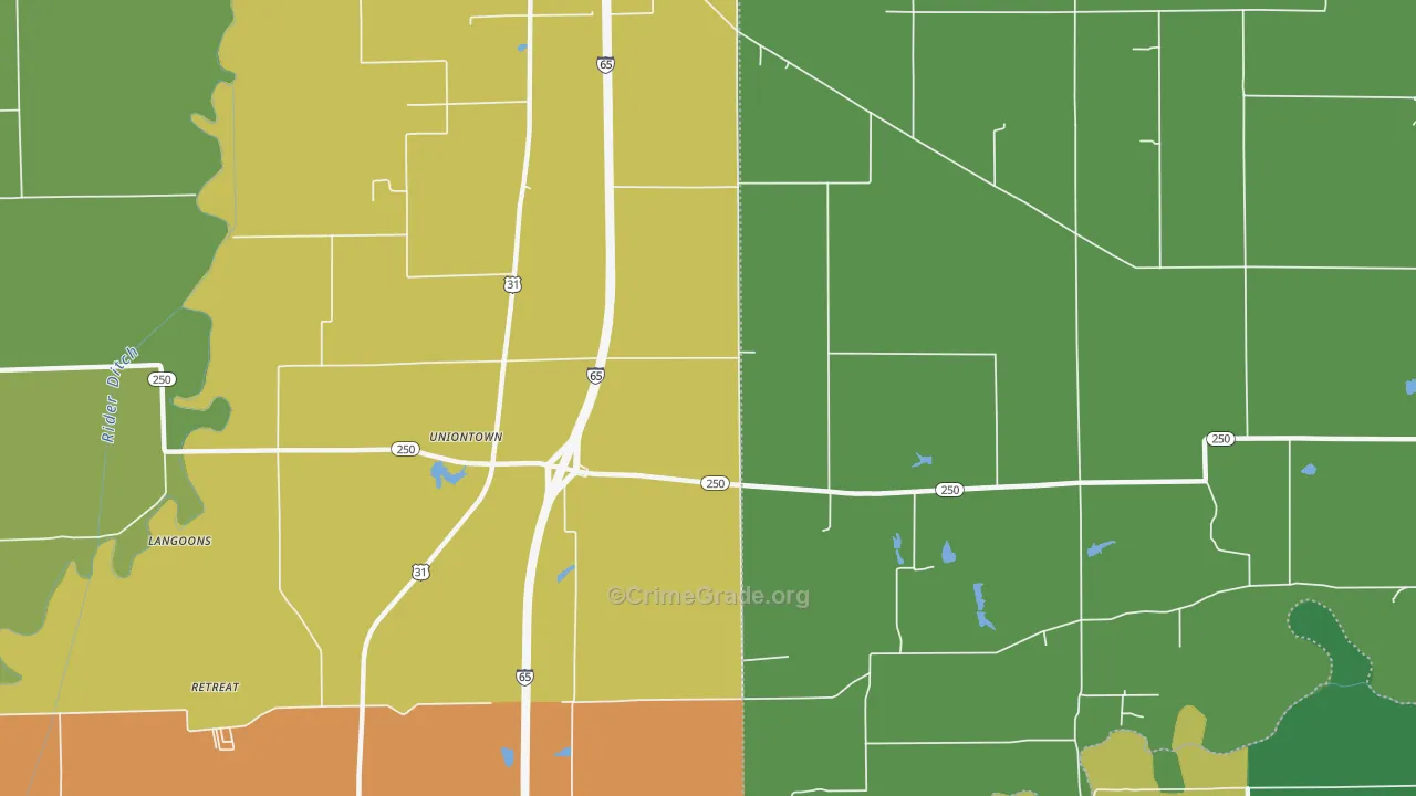 Uniontown, IN Map of Drug-Related Crime Rates