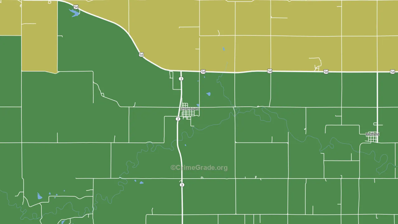 Uniontown, KS Map of Drug-Related Crime Rates