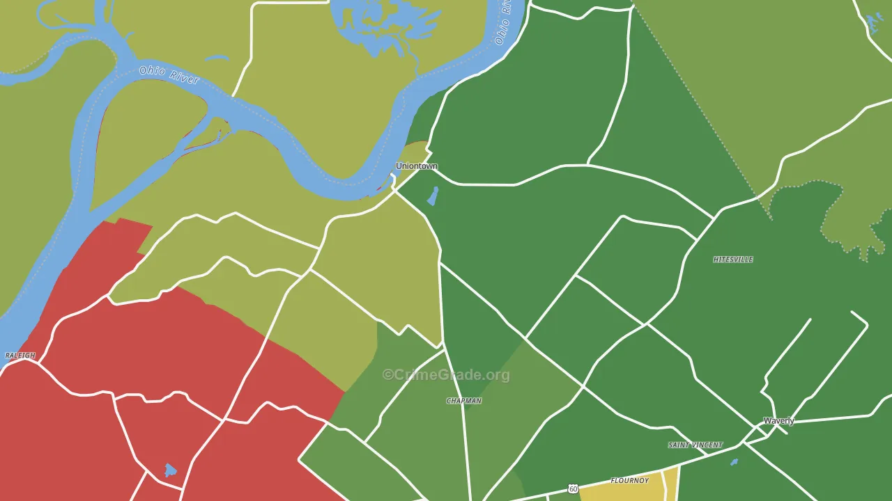 Uniontown, KY Map of Drug-Related Crime Rates