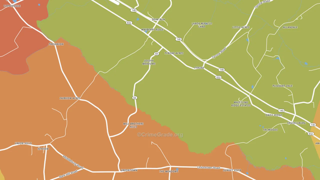 Uniontown, MD Map of Drug-Related Crime Rates