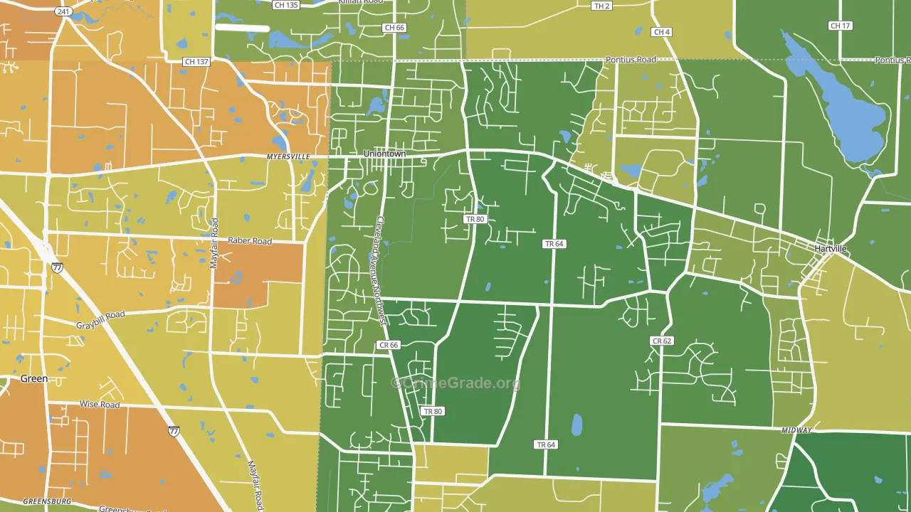 Uniontown, OH Map of Drug-Related Crime Rates