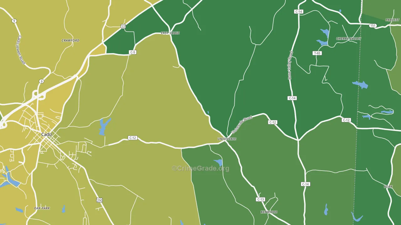 Unionvale, OH Map of Drug-Related Crime Rates
