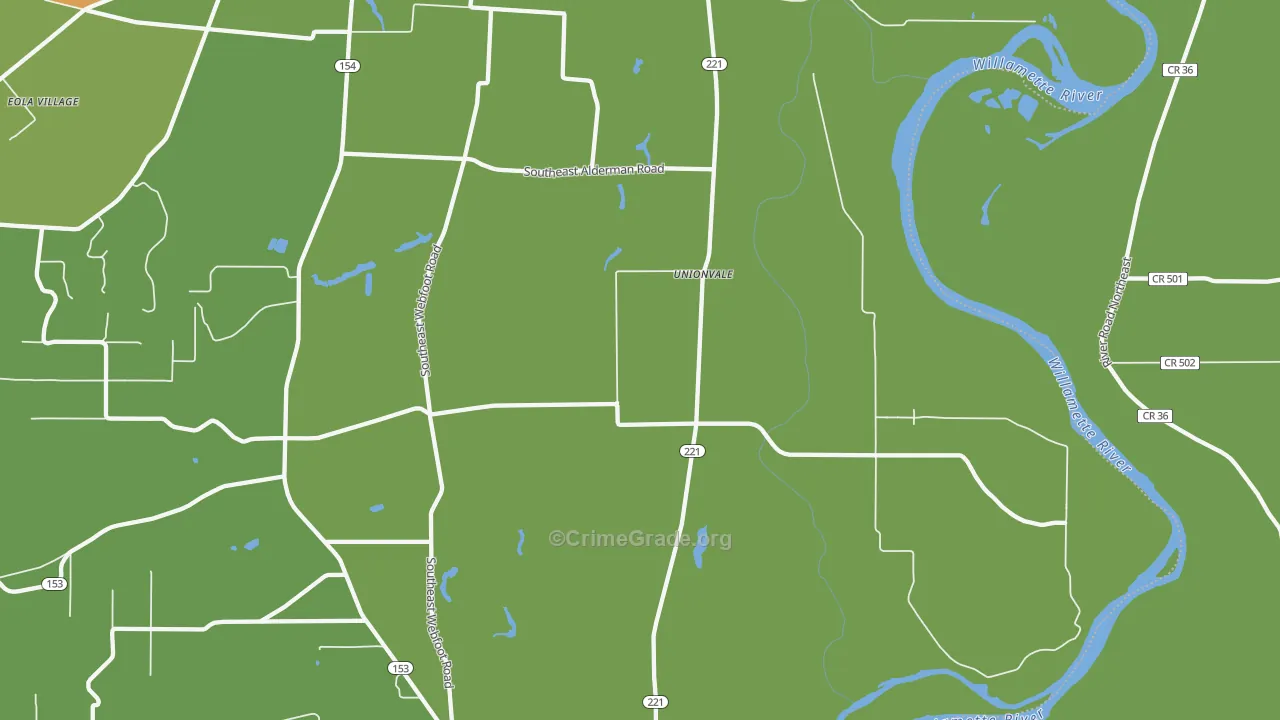 Unionvale, OR Map of Drug-Related Crime Rates