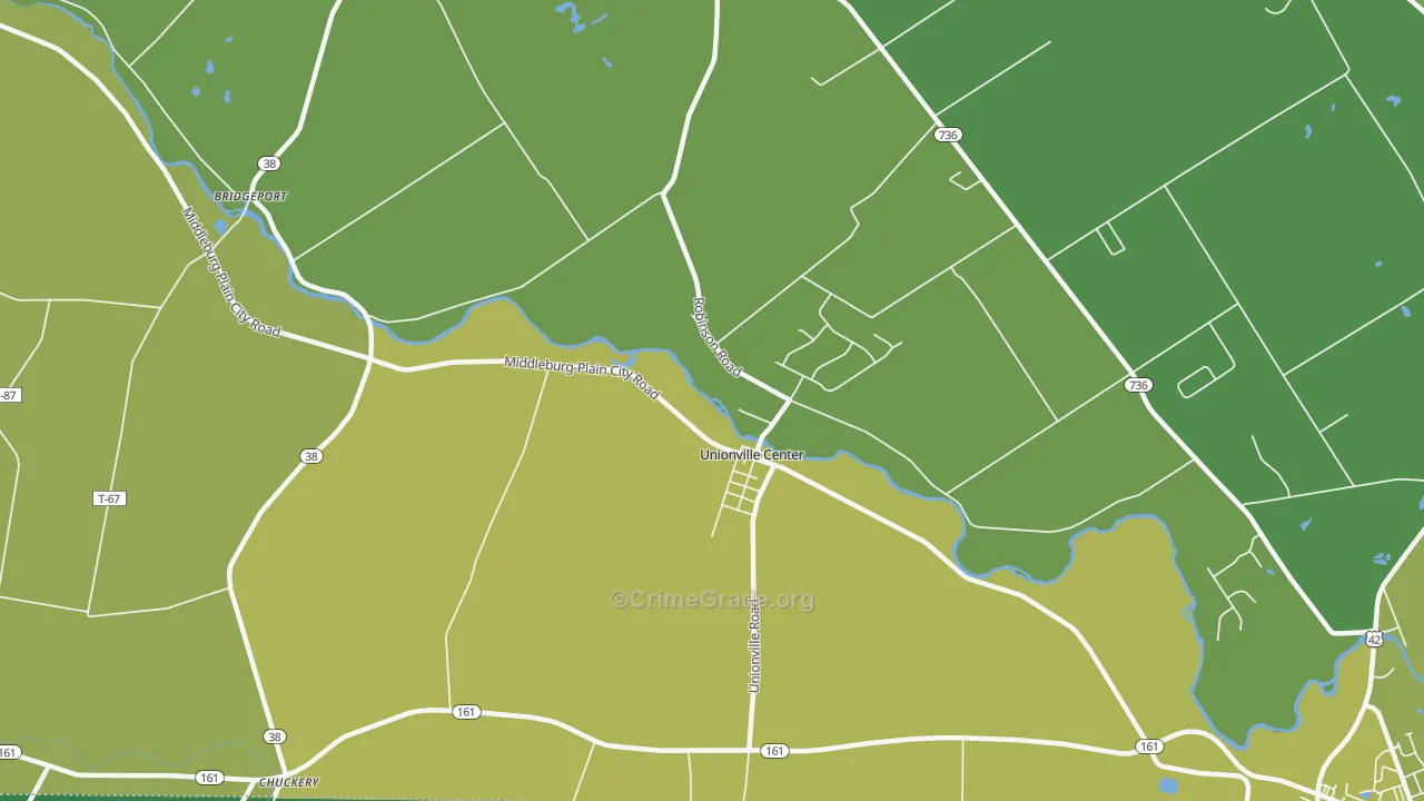Unionville Center, OH Map of Drug-Related Crime Rates