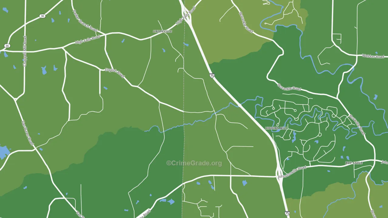 Unionville, GA Map of Drug-Related Crime Rates