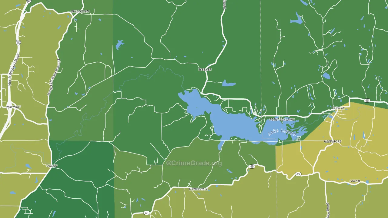 Unionville, IN Map of Drug-Related Crime Rates