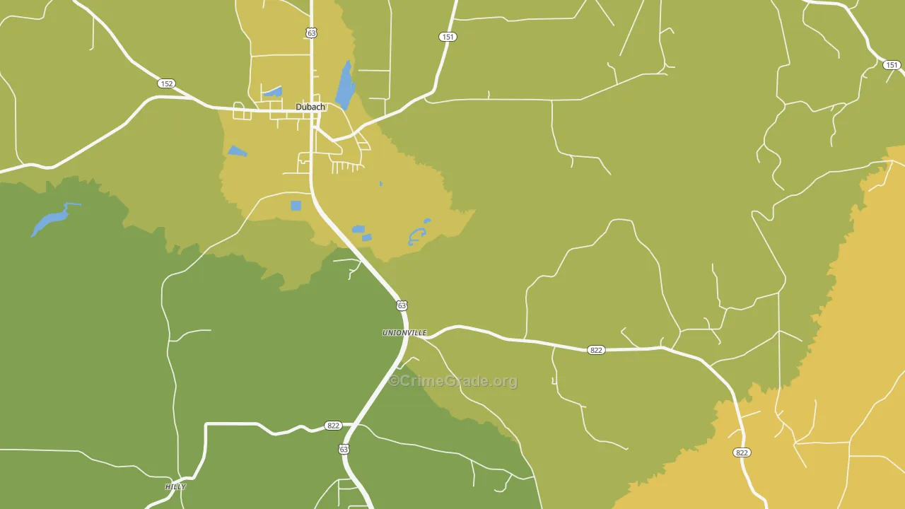 Unionville, LA Map of Drug-Related Crime Rates