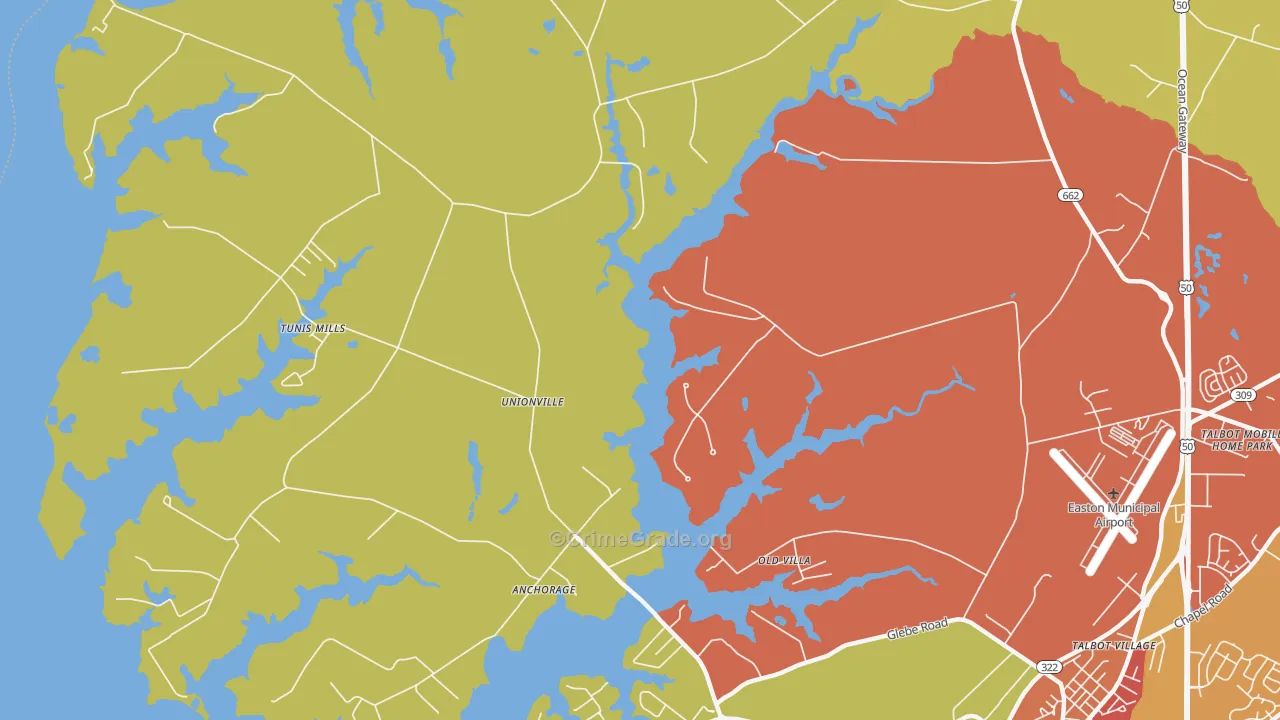 Unionville, MD Map of Drug-Related Crime Rates