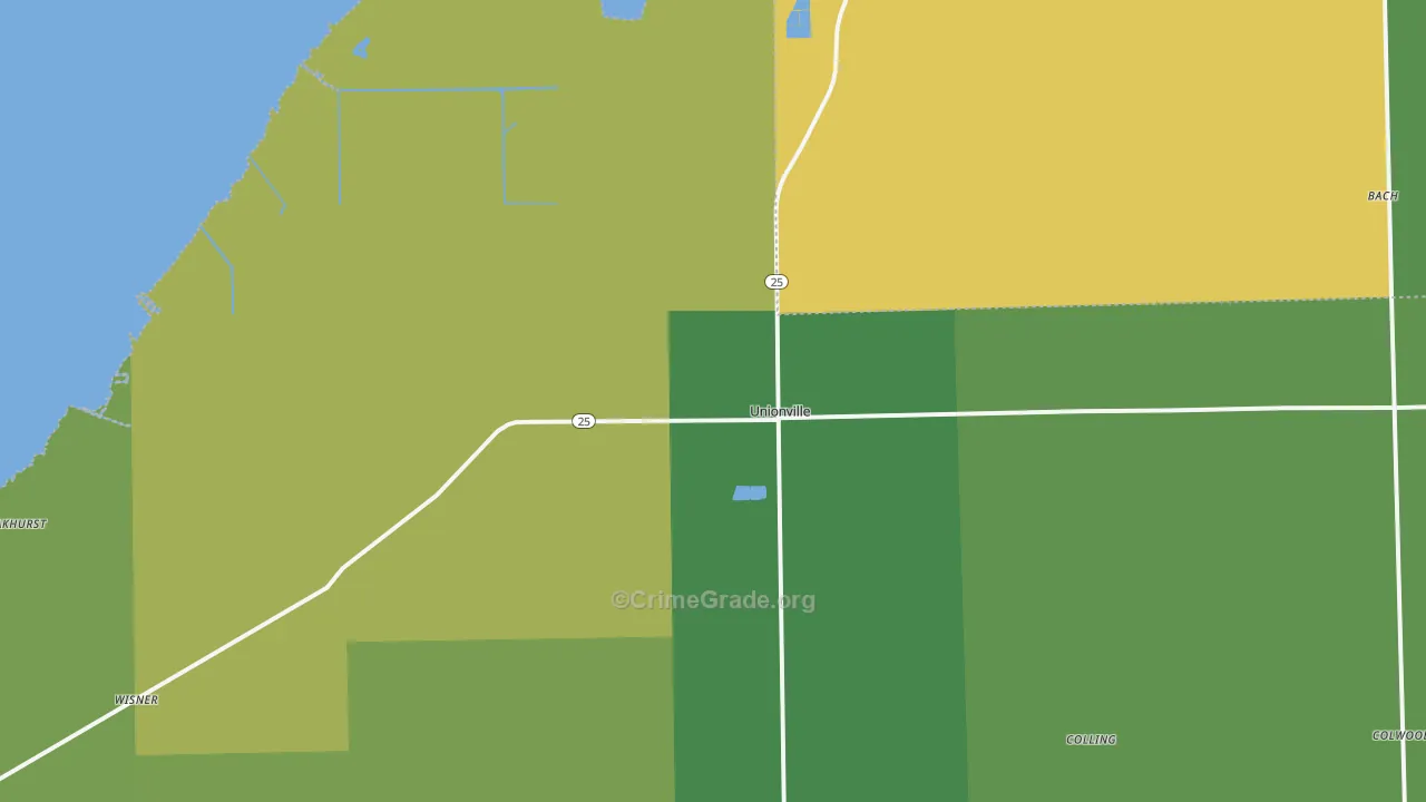 Unionville, MI Map of Drug-Related Crime Rates