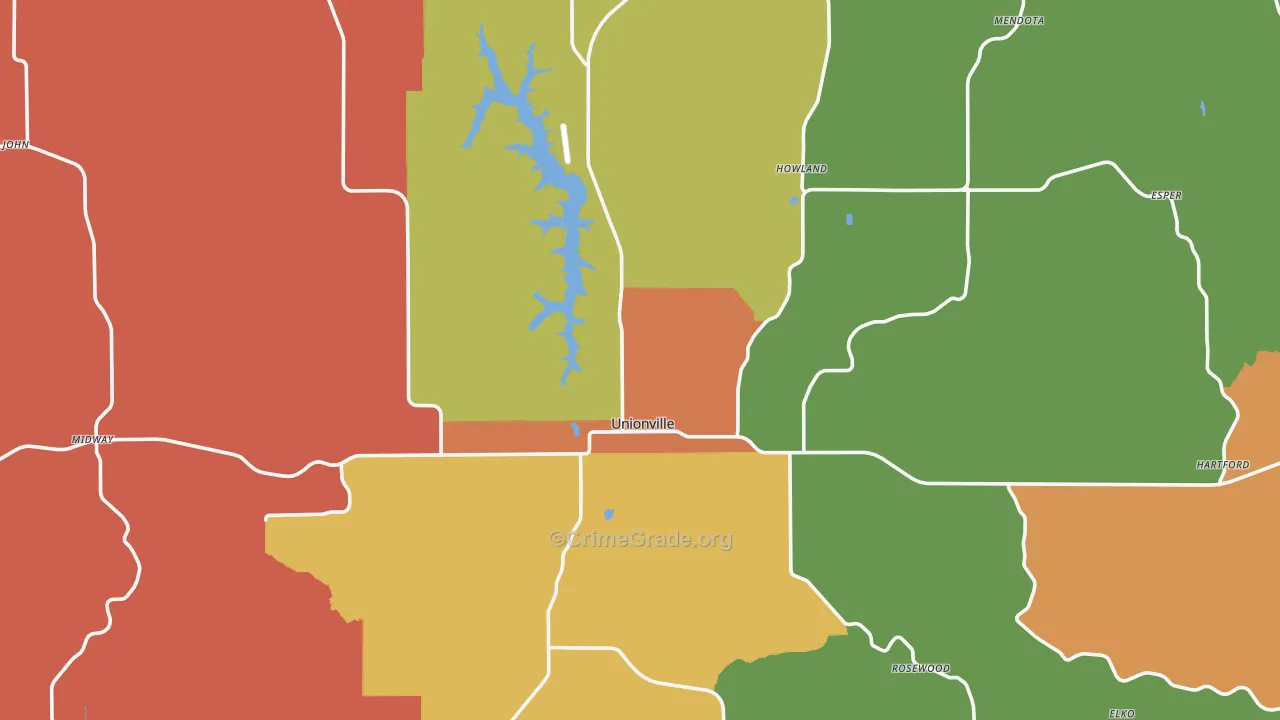 Unionville, MO Map of Drug-Related Crime Rates