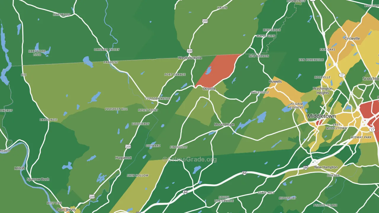 Unionville, NY Map of Drug-Related Crime Rates