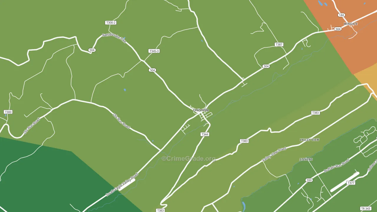 Unionville, PA Map of Drug-Related Crime Rates
