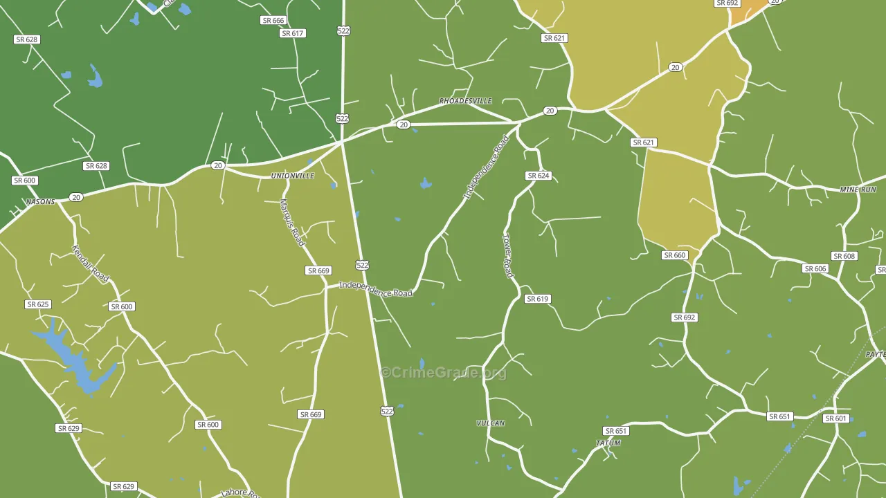 Unionville, VA Map of Drug-Related Crime Rates