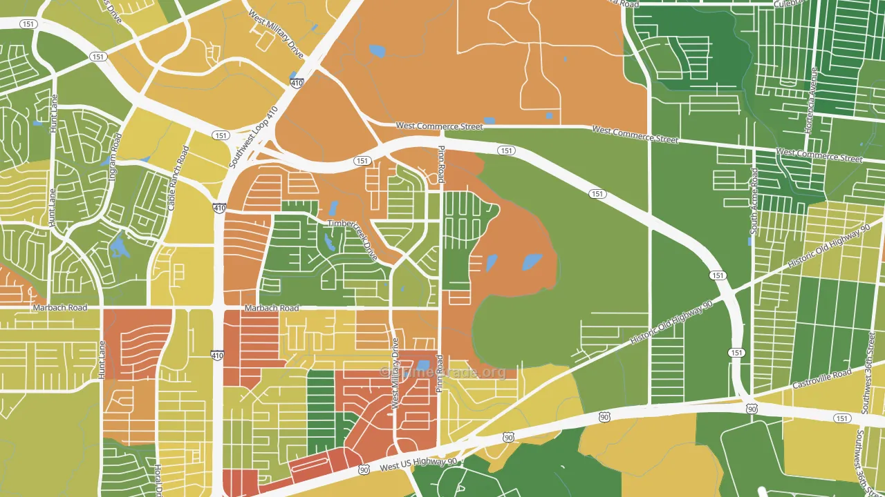 United Westwood, San Antonio, TX Map of Drug-Related Crime Rates