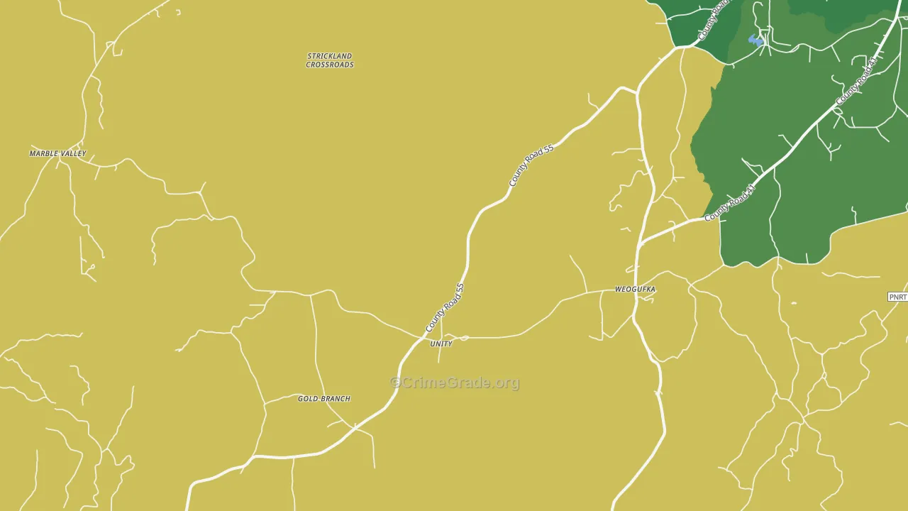 Unity, AL Map of Drug-Related Crime Rates