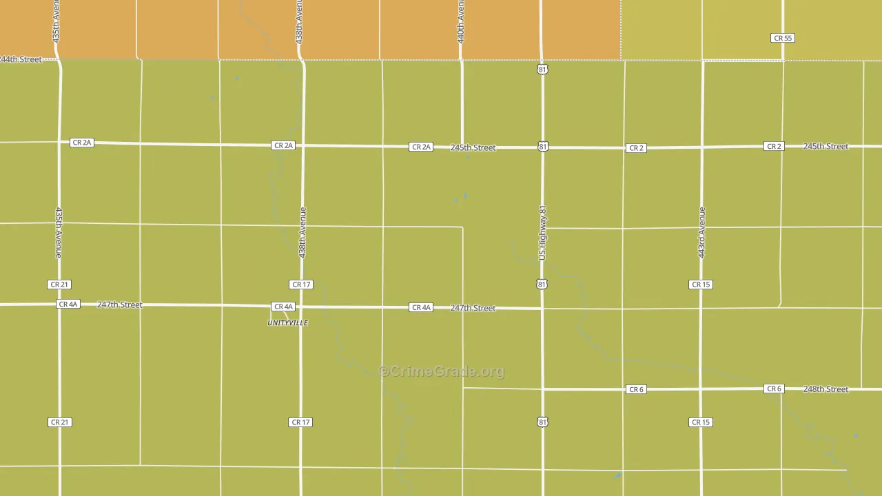 Unityville, SD Map of Drug-Related Crime Rates