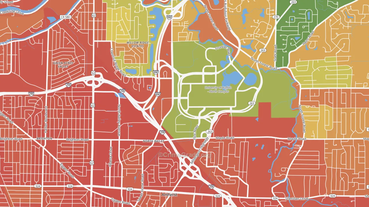 University at Buffalo, NY Map of Drug-Related Crime Rates