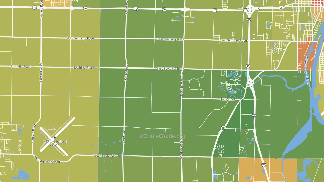 University Center, MI Map of Drug-Related Crime Rates