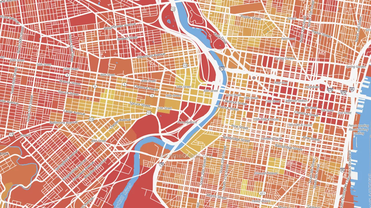 University City, Philadelphia, PA Map of Drug-Related Crime Rates