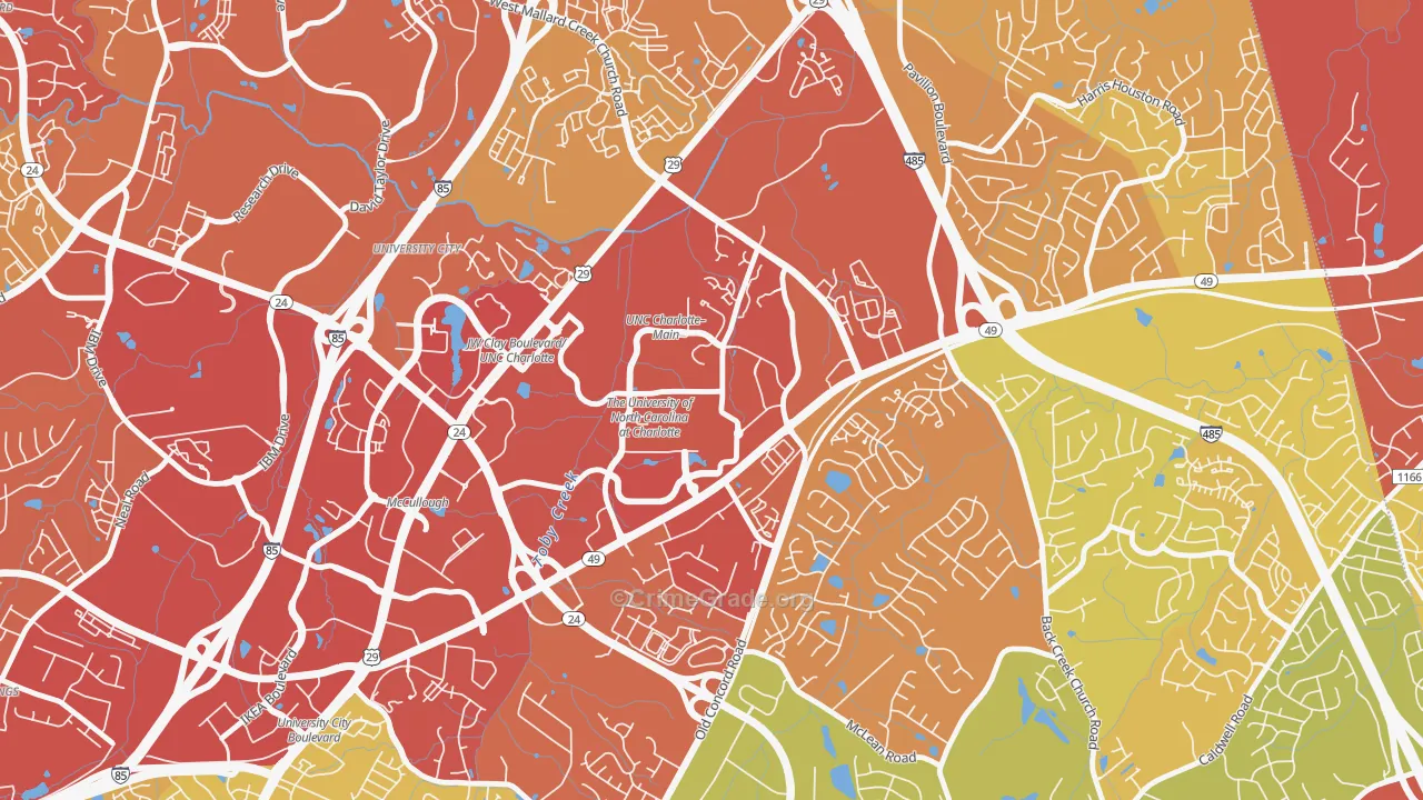 University City South, Charlotte, NC Map of Drug-Related Crime Rates