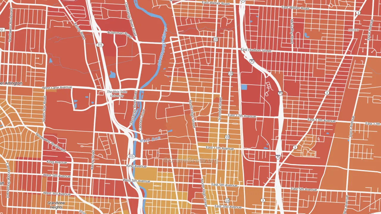 University, Columbus, OH Map of Drug-Related Crime Rates