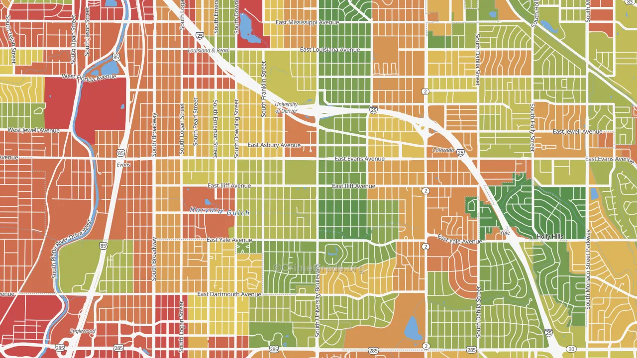 University, Denver, CO Map of Drug-Related Crime Rates