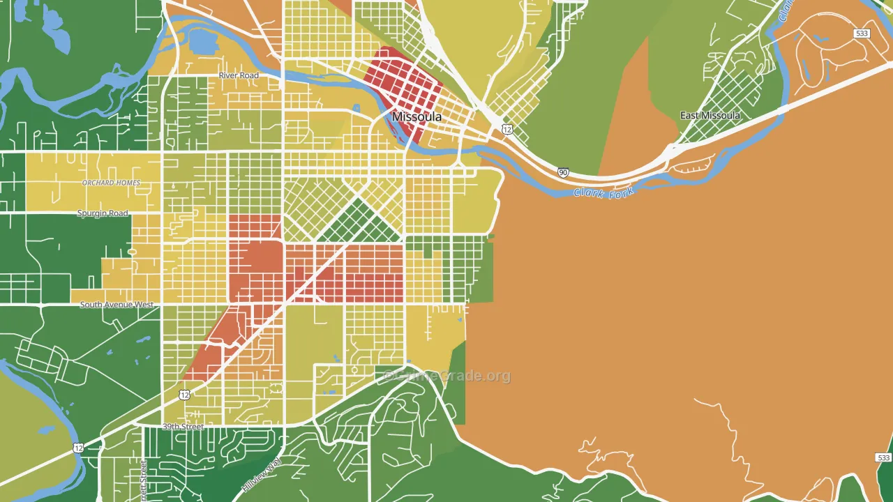University District, Missoula, MT Map of Drug-Related Crime Rates