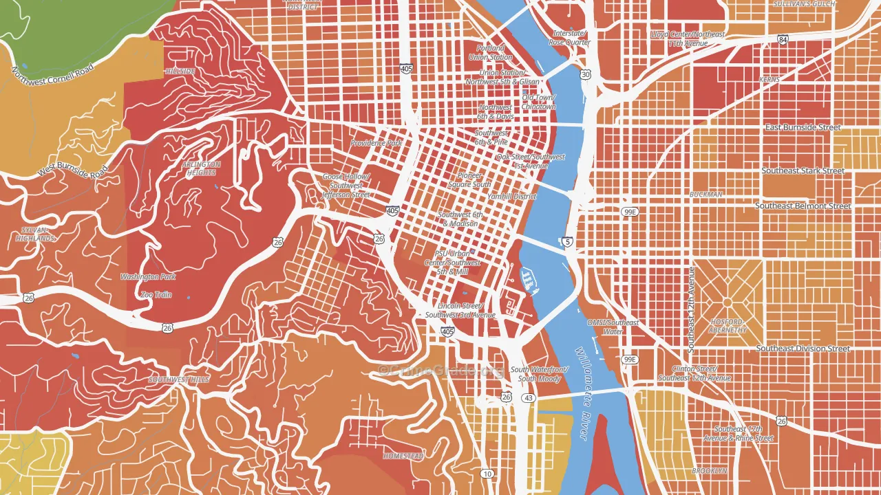 University District, Portland, OR Map of Drug-Related Crime Rates