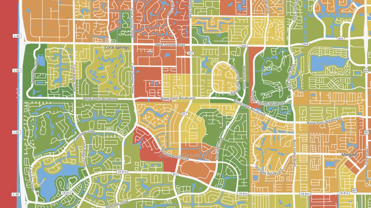 University Drive, Coral Springs, FL Map of Drug-Related Crime Rates