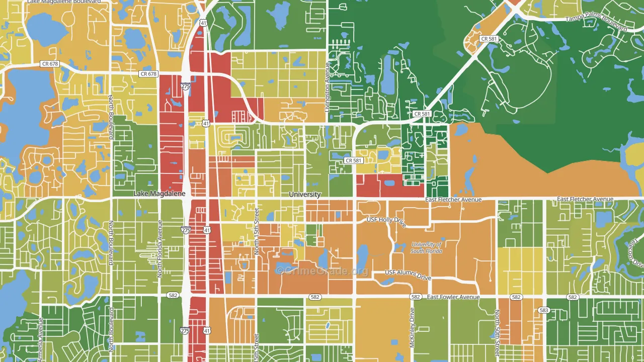 University, FL Map of Drug-Related Crime Rates