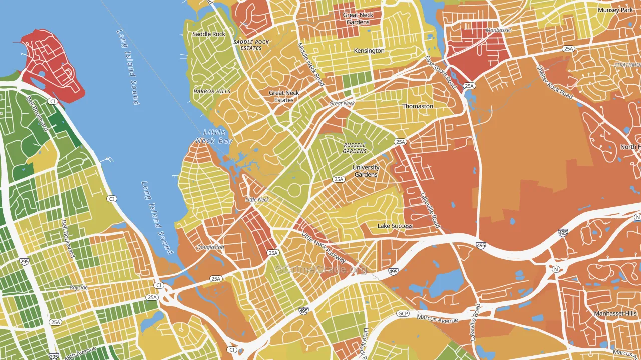University Gardens, Great Neck, NY Map of Drug-Related Crime Rates