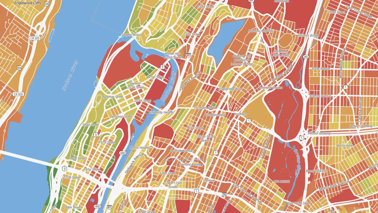 University Heights, Bronx, NY Map of Drug-Related Crime Rates