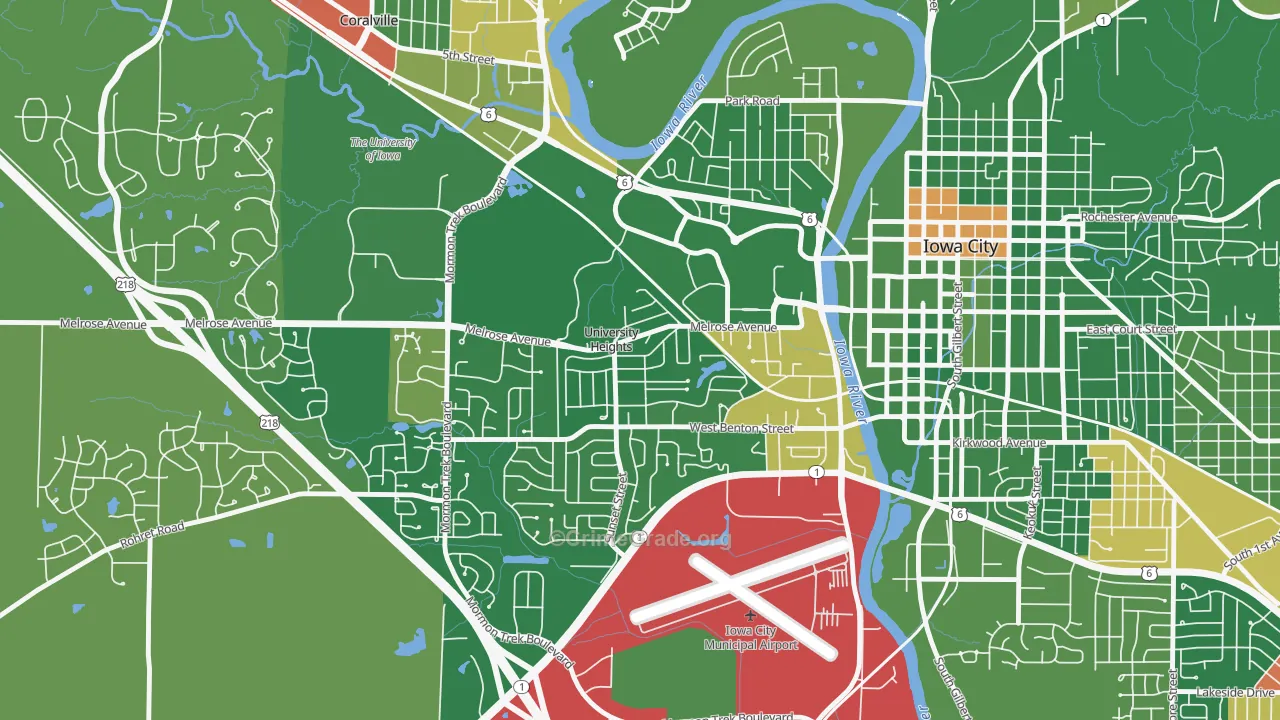 University Heights, IA Map of Drug-Related Crime Rates