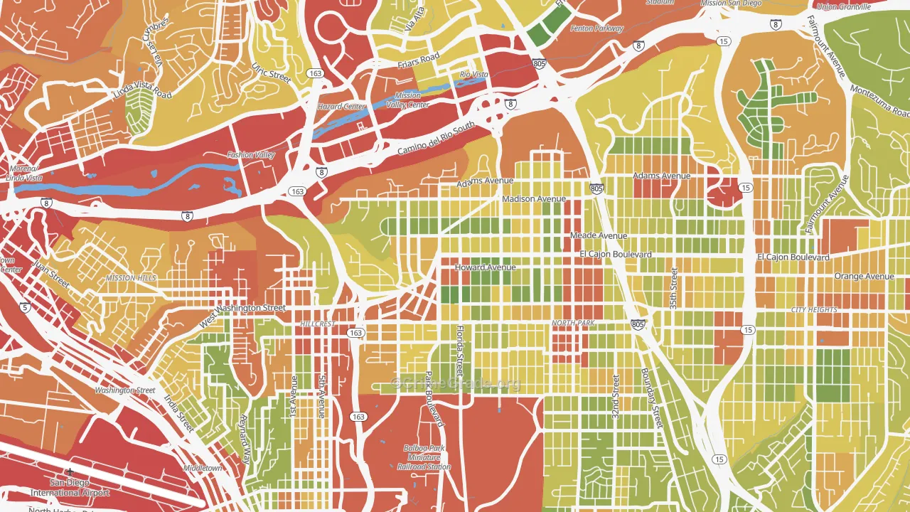 University Heights, San Diego, CA Map of Drug-Related Crime Rates