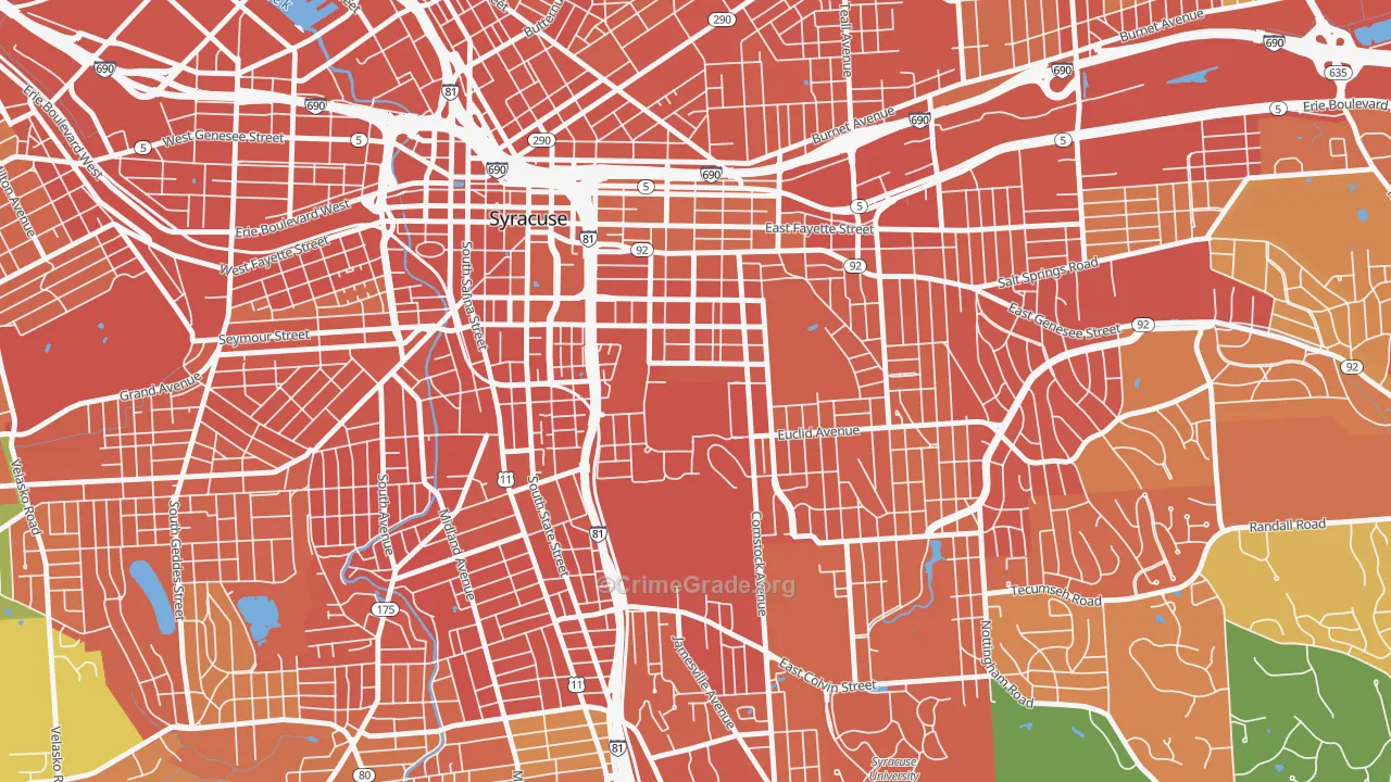 University Hill, Syracuse, NY Map of Drug-Related Crime Rates