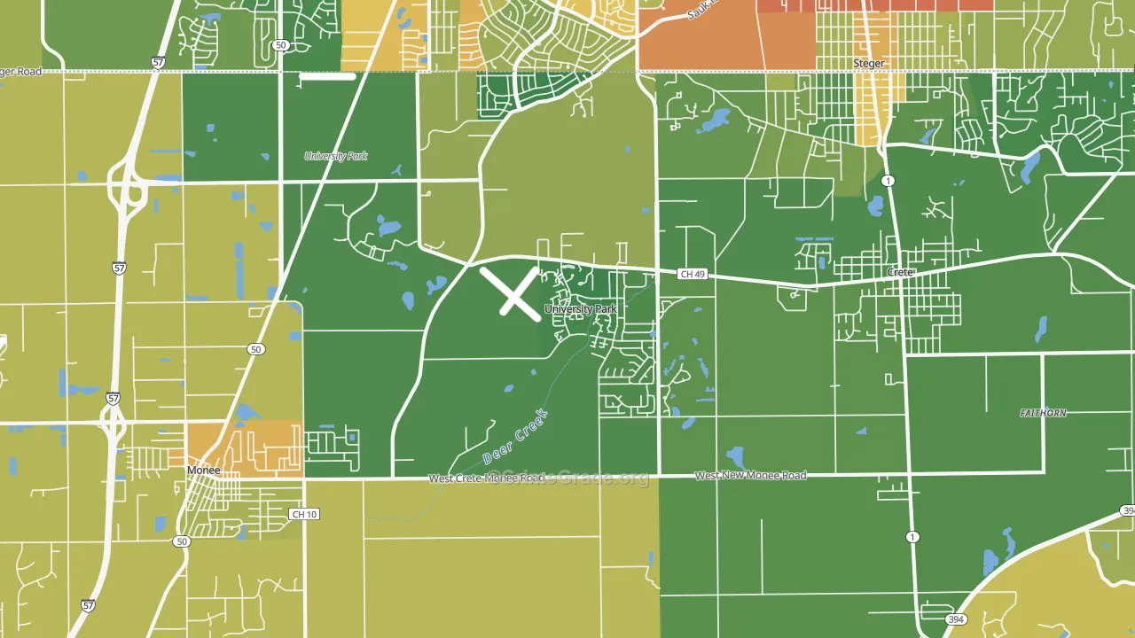 University Park, IL Map of Drug-Related Crime Rates