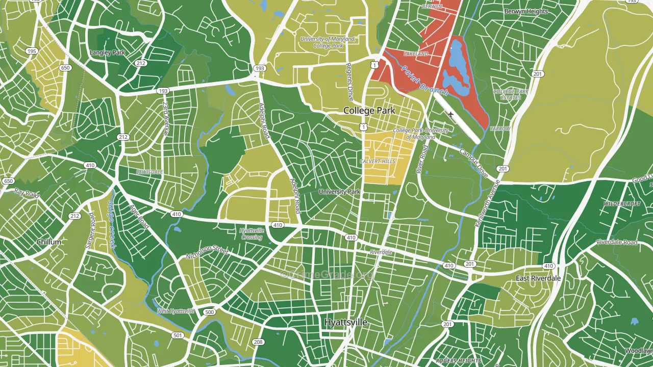 University Park, MD Map of Drug-Related Crime Rates
