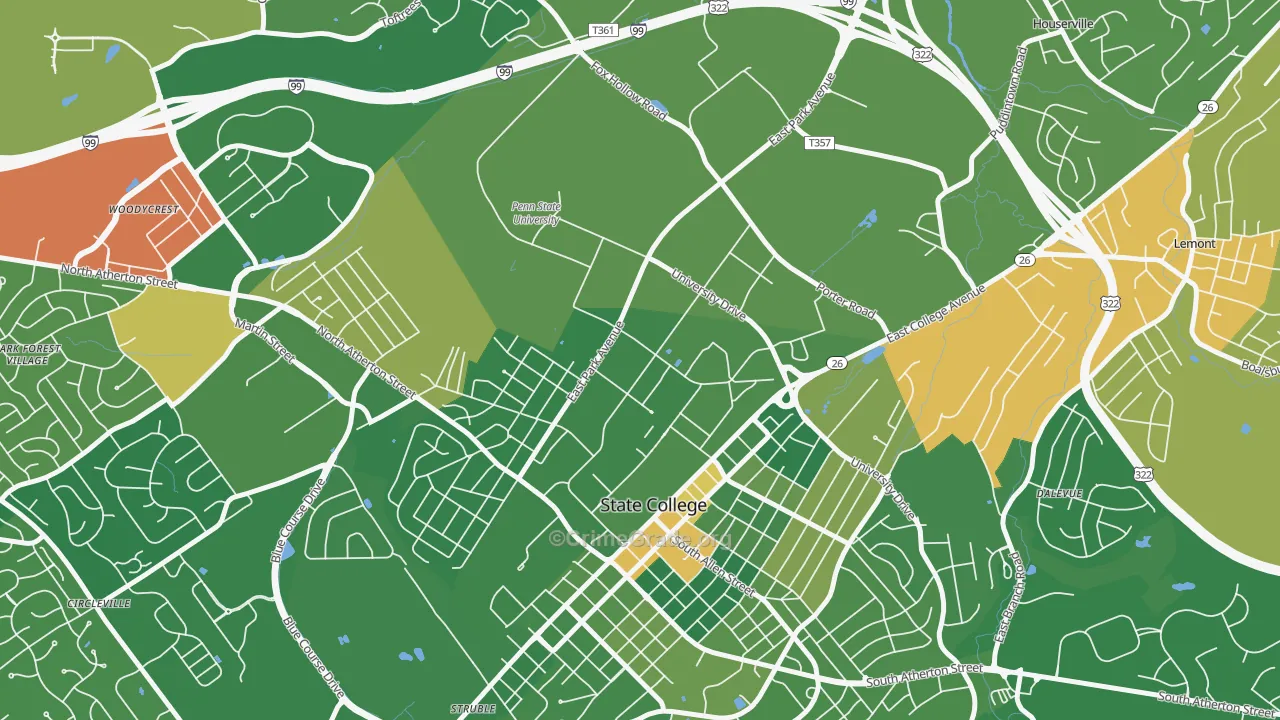 University Park, PA Map of Drug-Related Crime Rates
