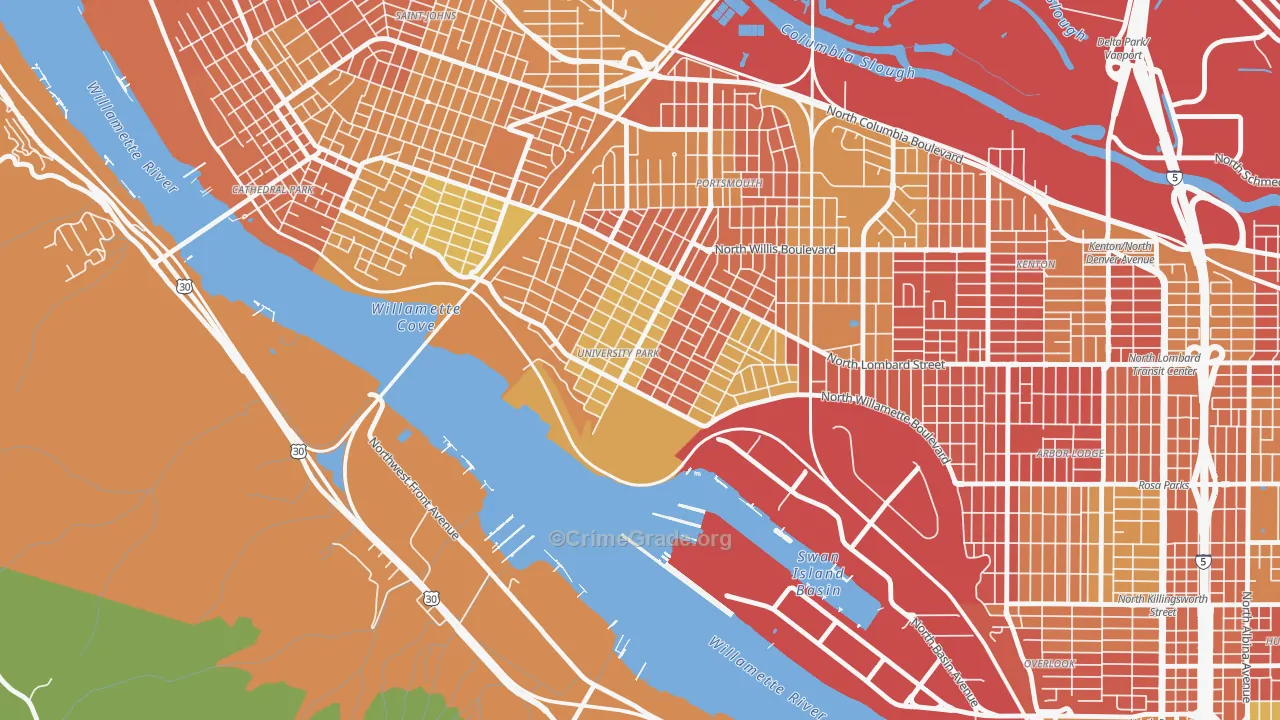 University Park, Portland, OR Map of Drug-Related Crime Rates
