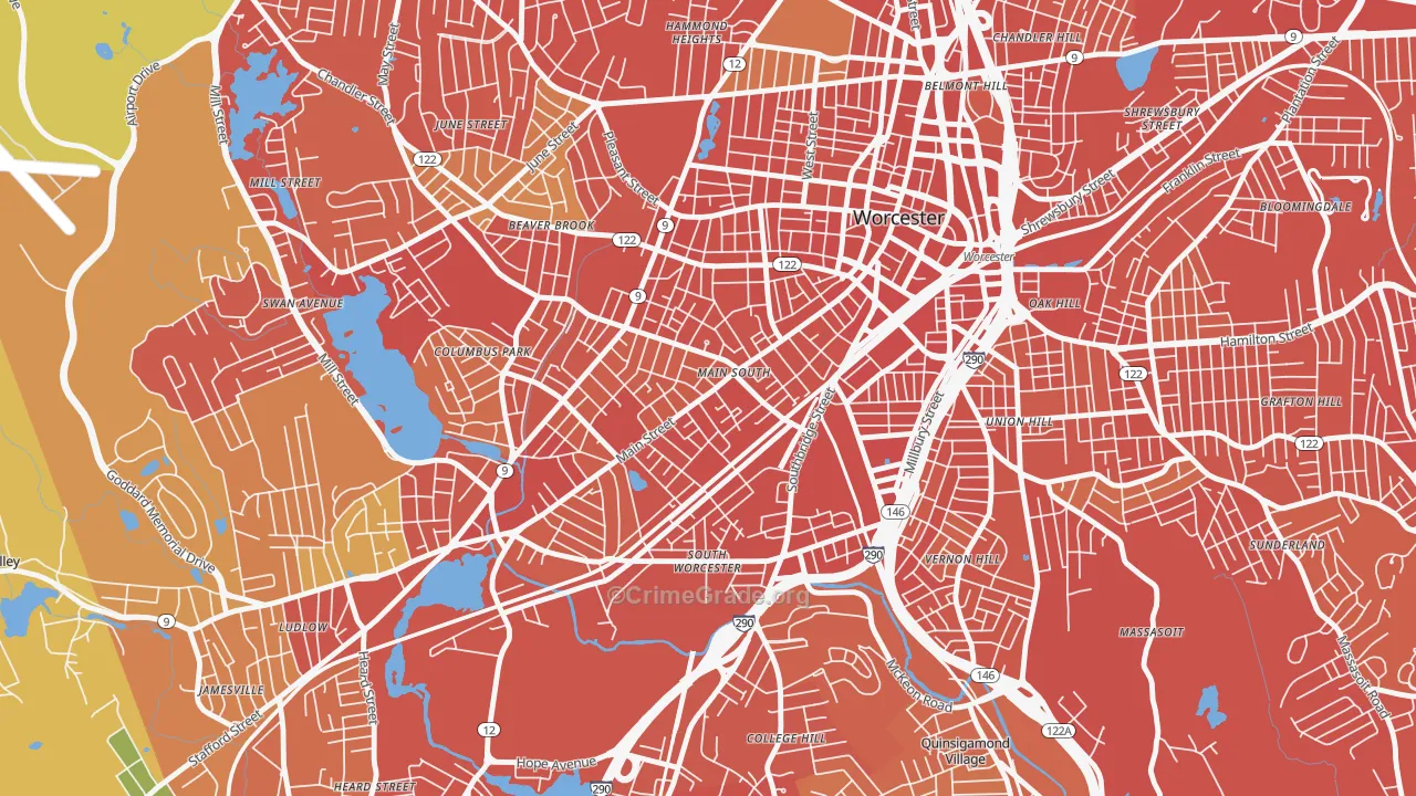 University Park, Worcester, MA Map of Drug-Related Crime Rates