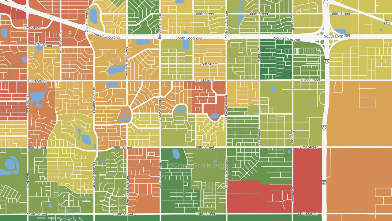 University Pines, Lubbock, TX Map of Drug-Related Crime Rates