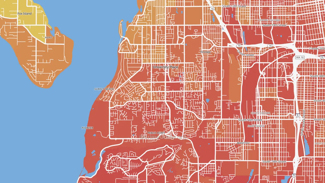 University Place, WA Map of Drug-Related Crime Rates
