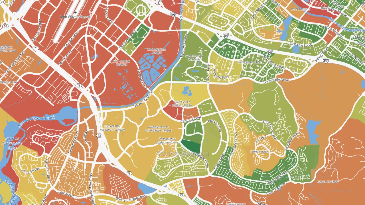 University Town Center, Irvine, CA Map of Drug-Related Crime Rates