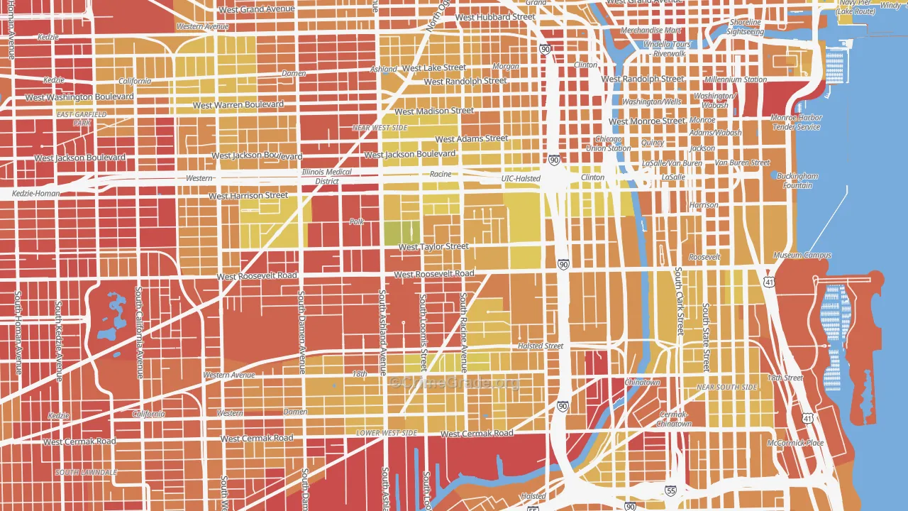 University Village, Chicago, IL Map of Drug-Related Crime Rates