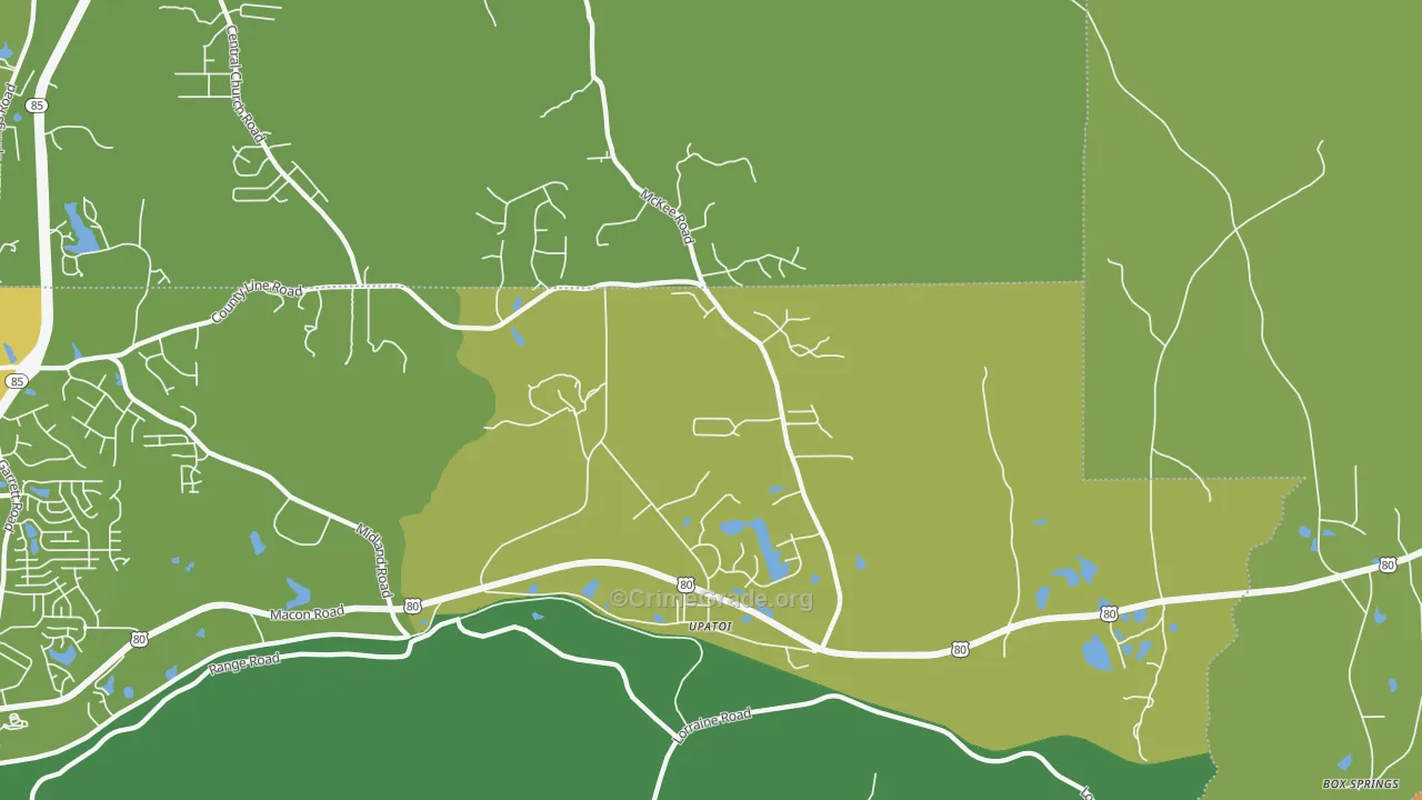Upatoi, GA Map of Drug-Related Crime Rates