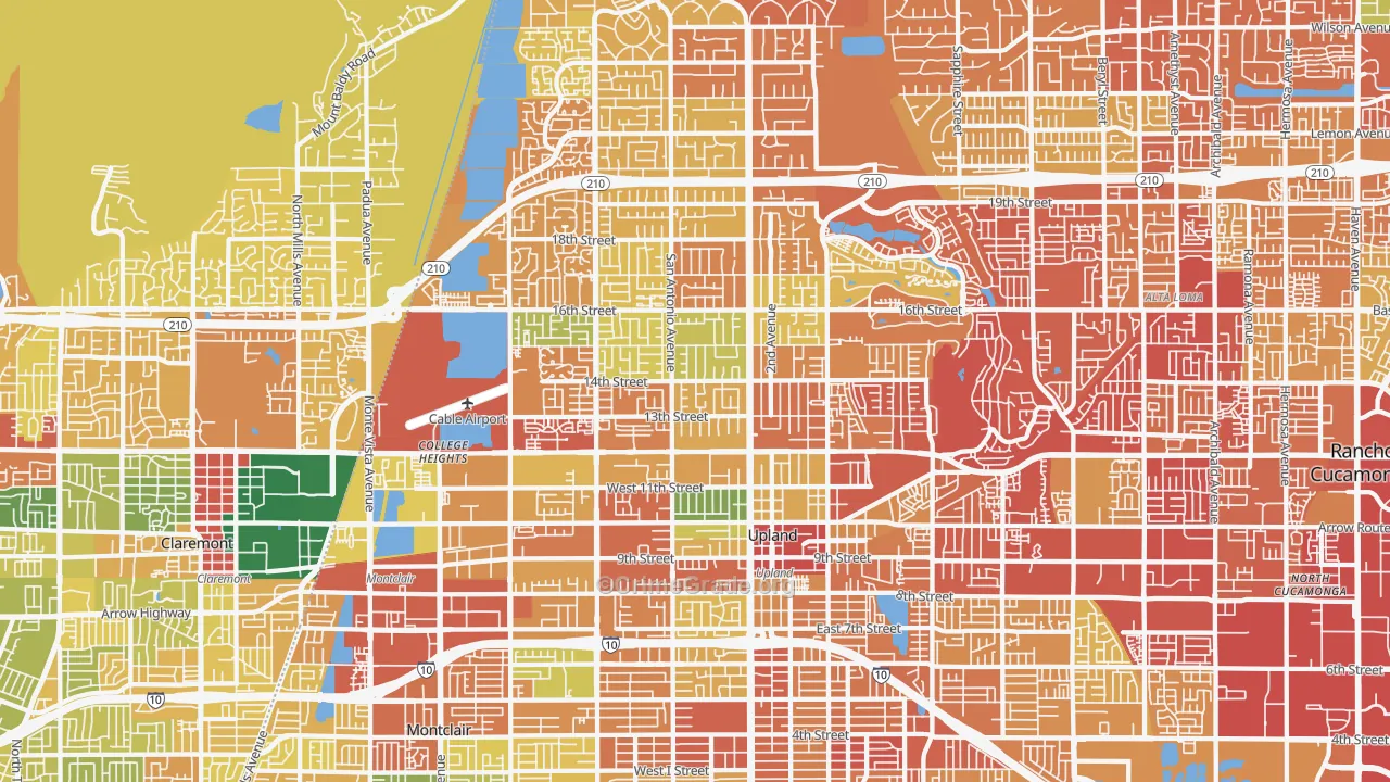 Upland, CA Map of Drug-Related Crime Rates